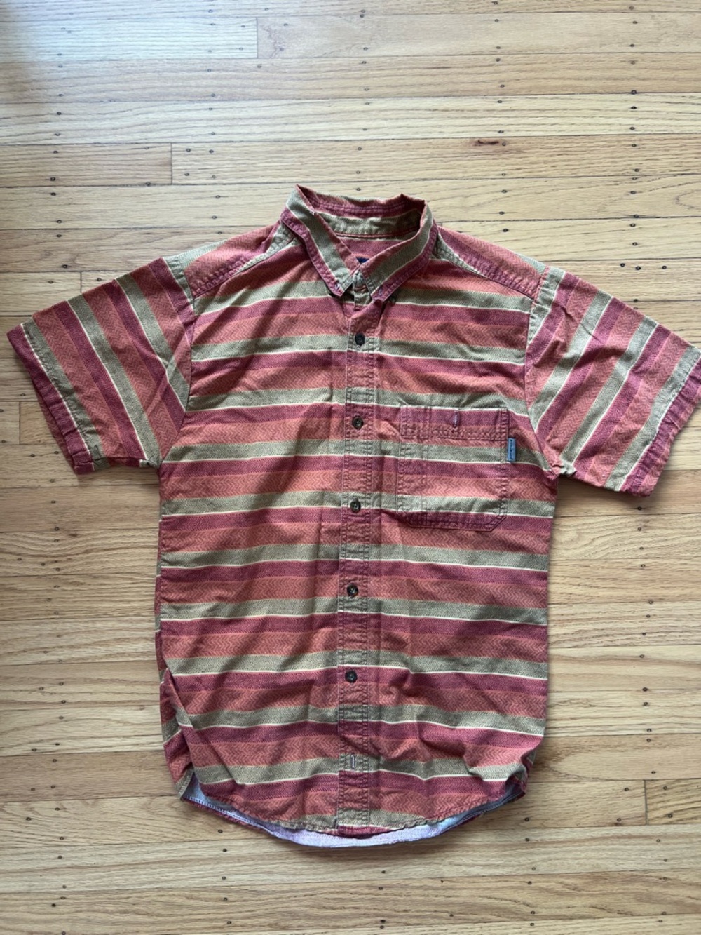VTG Woolrich Lt Buckskin Primitive Stripe Button Up Mens XL Shirt Southwest